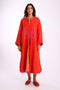 Embroidered long coat in cotton and viscose cashmere with pockets